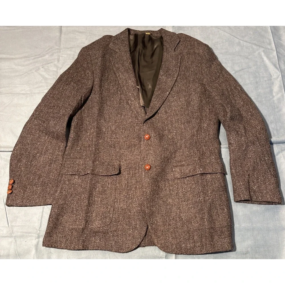 Beacon Hill Collection Filenes Men Brown Wool Tweed Blazer Sport Coat 44 Regular